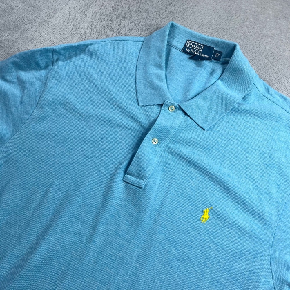 Polo Ralph Lauren Mens 2XB Big Heather Blue Short Sleeve Pony Logo Polo Shirt